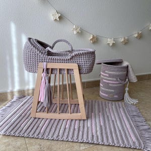 Moisés para muñecas, cuna para muñecas, juego de simulación para niñas, Moisés de punto, cesta para llevar muñecas, regalo de cumpleaños para niñas