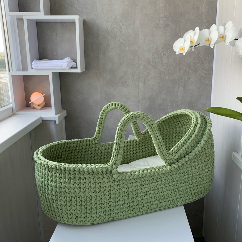 Baby Moses basket. Baby crib. Handmade baby cradle. Crochet Etsy