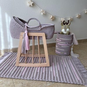 Moisés para muñecas, cuna para muñecas, cuna para muñecas, juego de simulación para niñas, Moisés de punto, cesta para llevar muñecas, regalo de cumpleaños para niñas