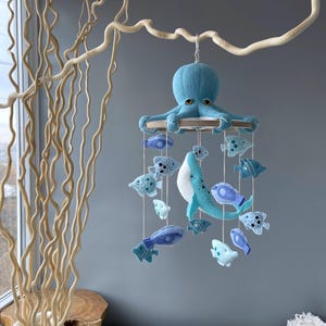 Ocean Baby boy mobile, Nautical nursery mobile, Octopus baby mobile, Blue whale baby mobile, Cot mobile hanging, Fish crib mobile