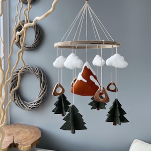 Woodland Nursery Mobile: Mountain Pine & Cloud Crib Decor