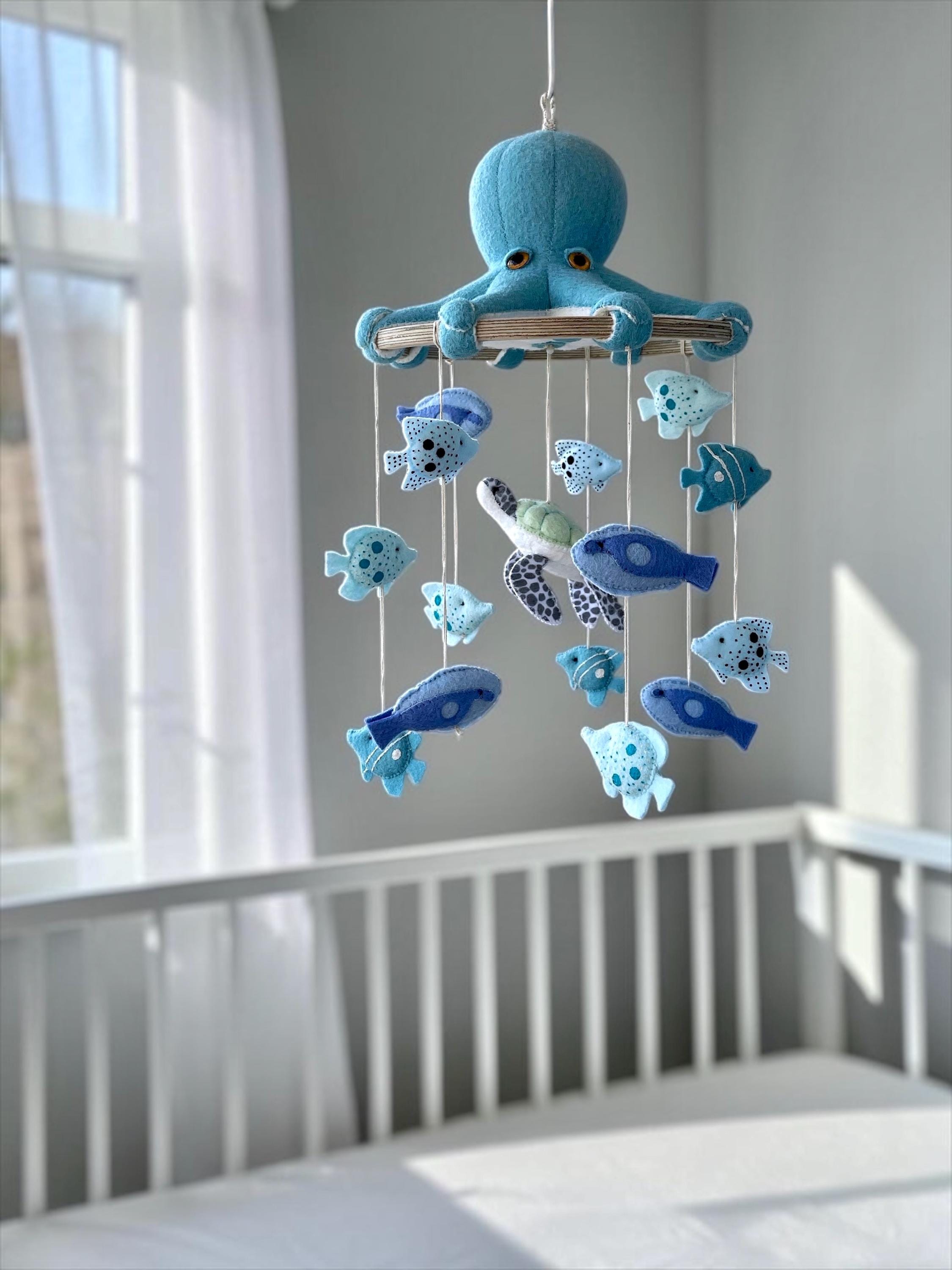 Ocean Baby Mobile, Octopus Baby Mobile, Nautical Nursery Decor, Sea Animal Crib Mobile, Baby Shower Gift