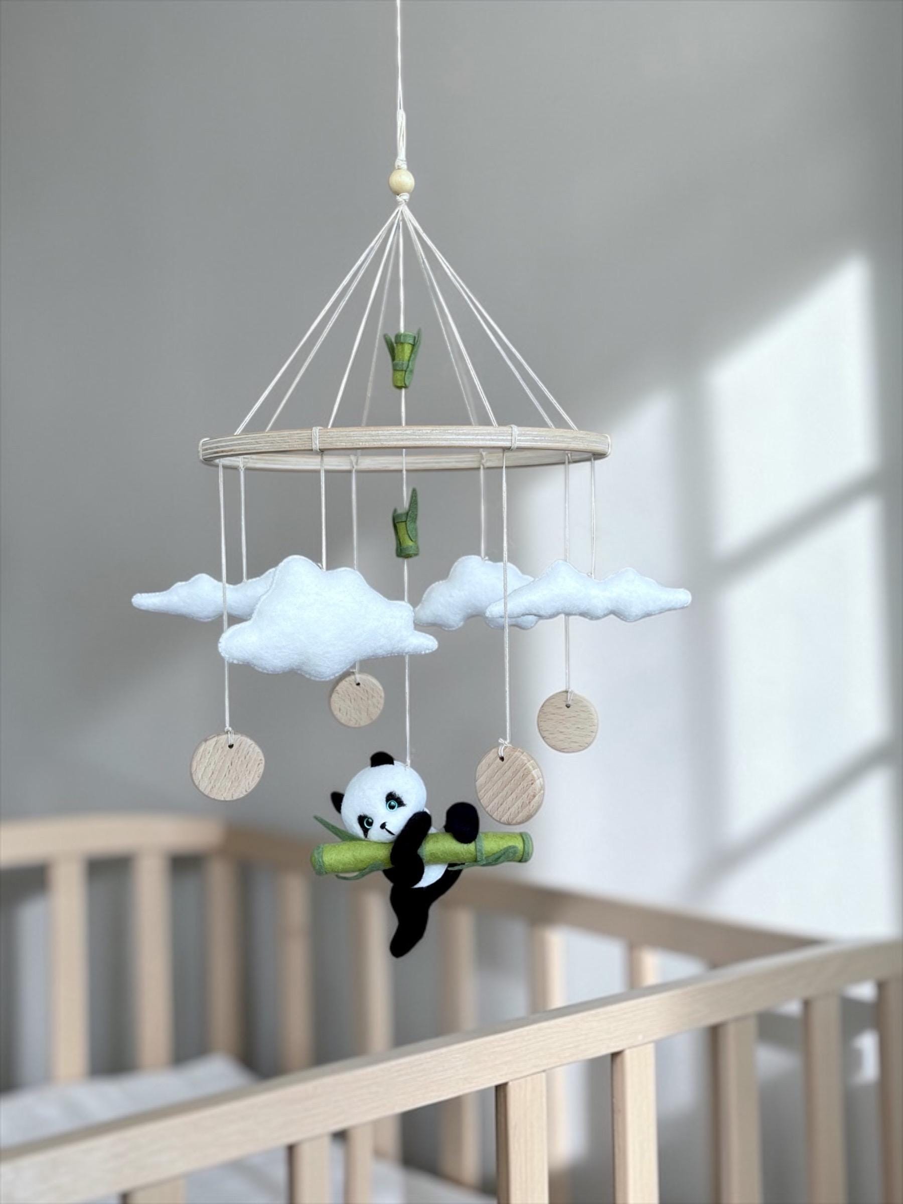 Panda Baby Mobile Felt Neutral Woodland Nursery Decor - Etsy