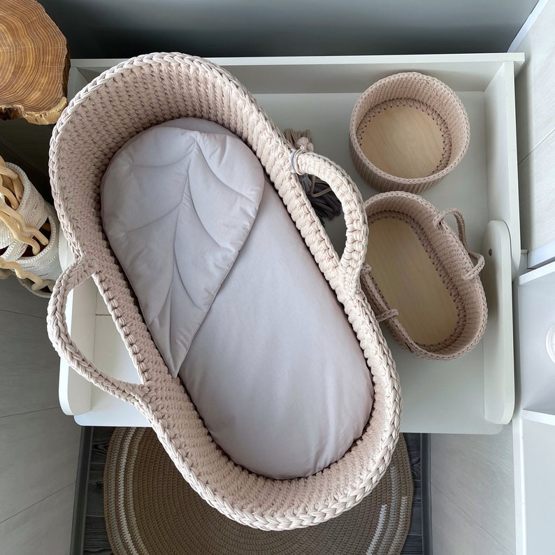 Newborn Moses Basket Set. Baby Moses Basket/ 2 Tassels 2 Etsy