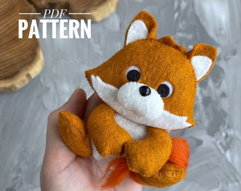 Stuffed Felt animals .Fox PDF sewing pattern. Woodland nursery decor. Baby crib mobile  sew yourself . Forest animal  sewing PDF pattern .