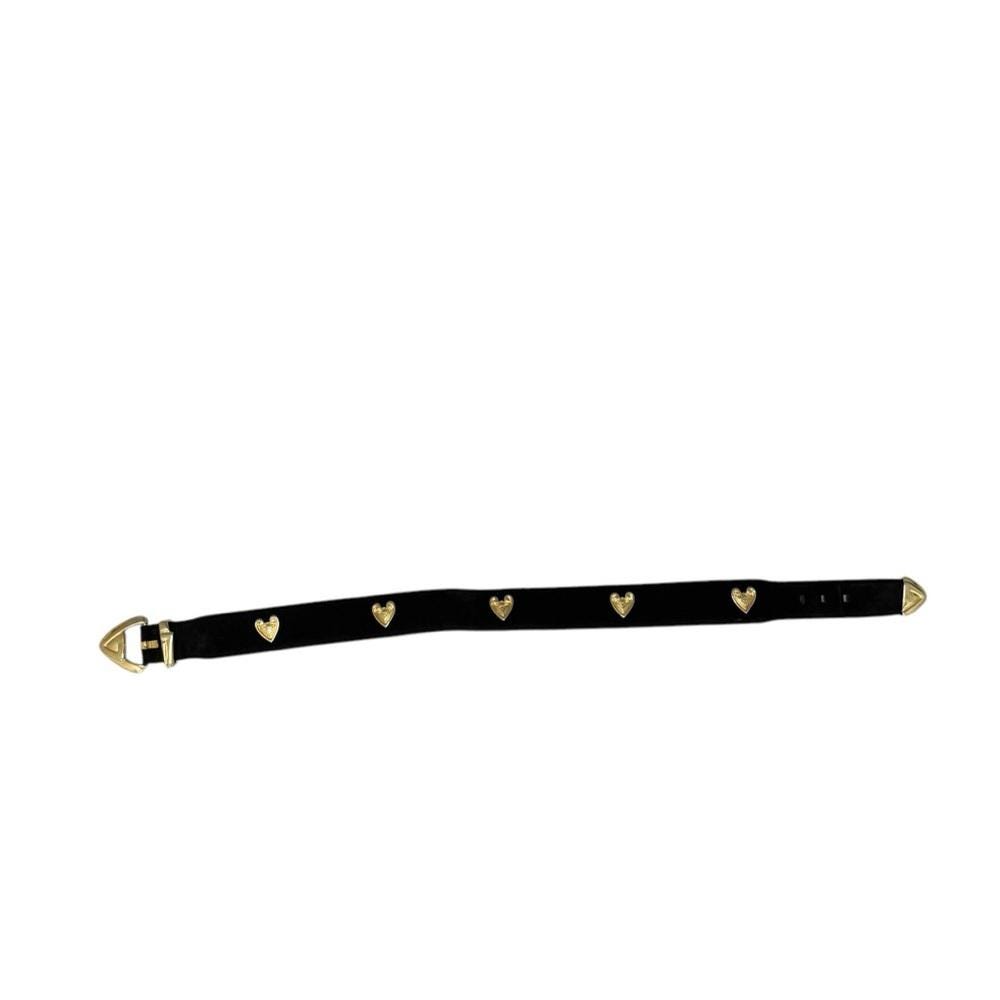 Vintage Escada Suede Leather Heart Black and Gold Women