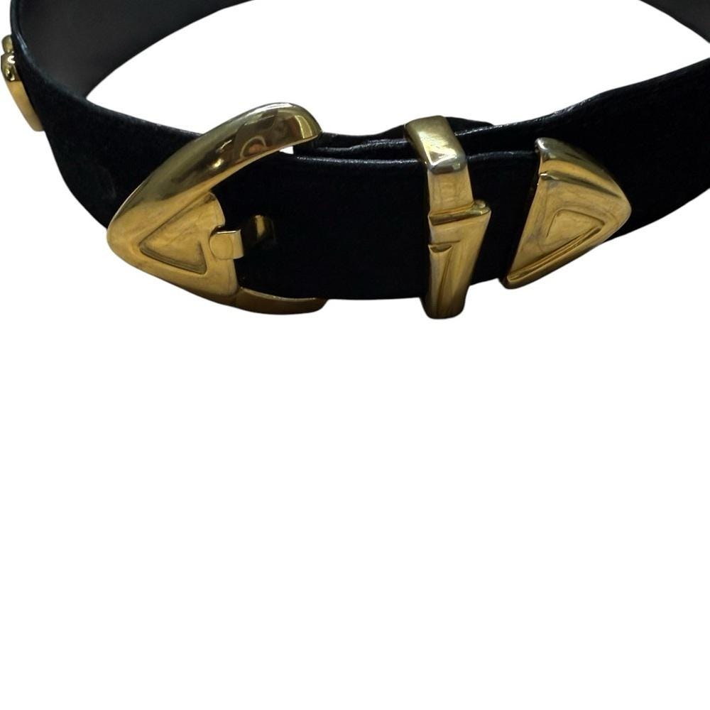 Vintage Escada Suede Leather Heart Black and Gold Women\'s Belt Escada Vintage Black Leather Heart Belt For Sale at 1stDibs  main image 4