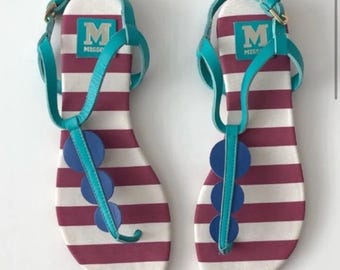 Vintage Missoni Stripped Soles Thong Flat Sandals Size 7