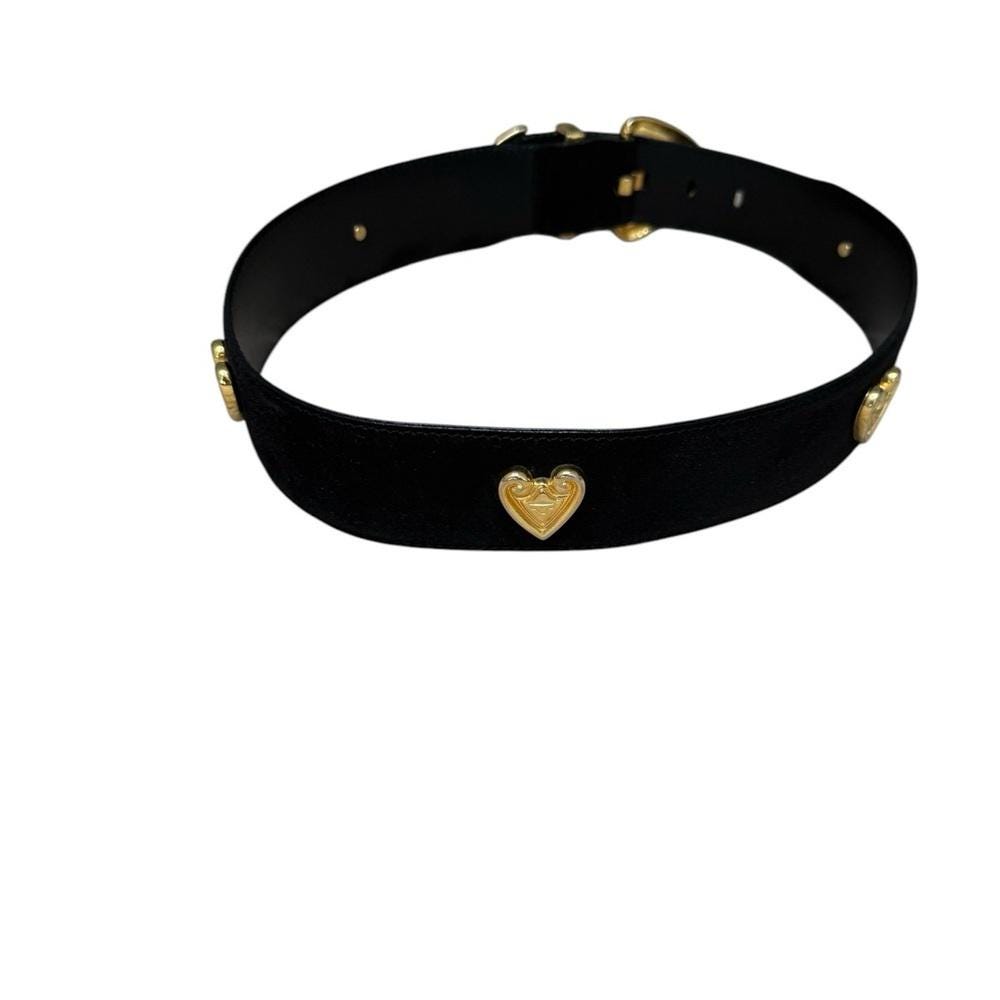 Vintage Escada Suede Leather Heart Black and Gold Women display picture 1