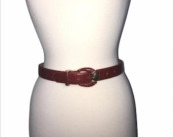 Vintage Brighton Pierced Silver and Faux Brown Alligator 