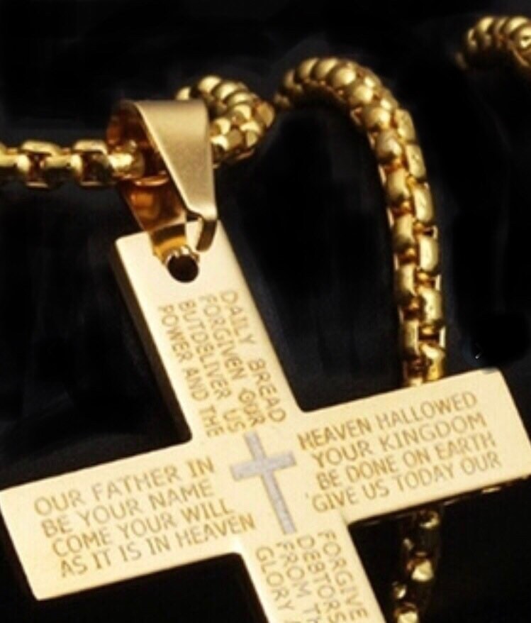 MENS Religious Gold 316L Stainless Steel Cross Necklace With Etsy
