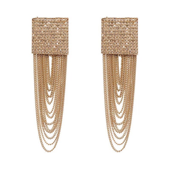 Manufacturer of Ladies 916 gold fancy long earrings -lfe189 | Jewelxy -  147576