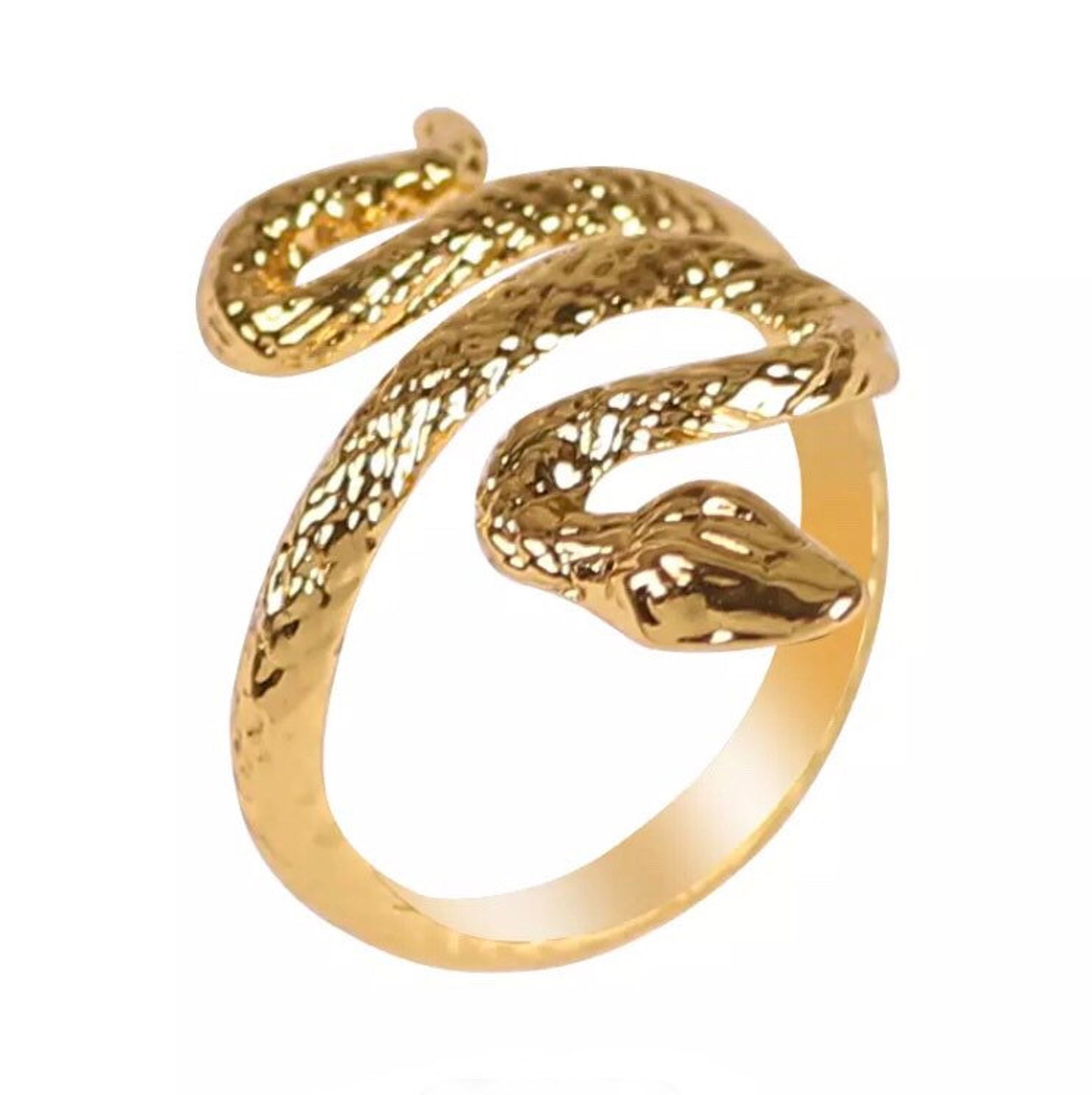 Gold Plated Adjustable SNAKE Fashion Ring Etsy
