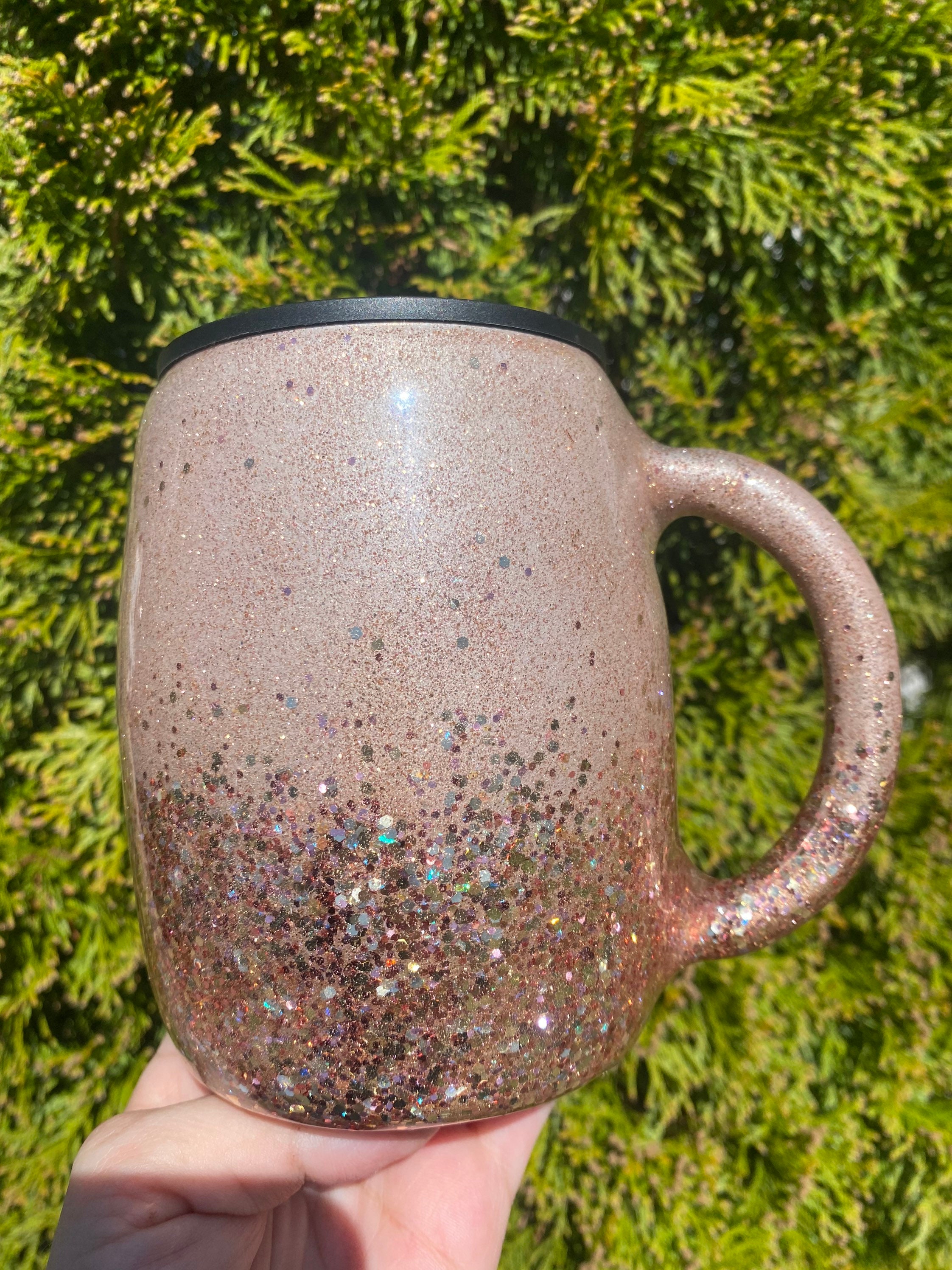 Rose Gold Glitter Lidded Coffee Mug Travel Mug Glittered Etsy