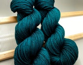 Peacock Plume- hand dyed yarn - teal yarn - lace sock fingering sport dk worsted aran - superwash - blue yarn - knit gift