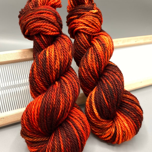 Jasper - Ready to ship - bulky yarn - superwash merino wool - hand dyed yarn - knit gift - yarn - orange and brown yarn