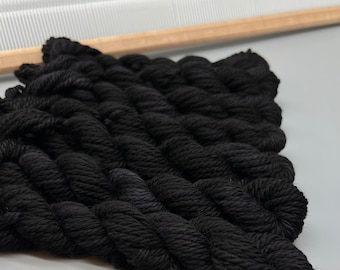 Eclipse Hand Dyed Bulky Wool Yarn: Black Mini Skein (20g)