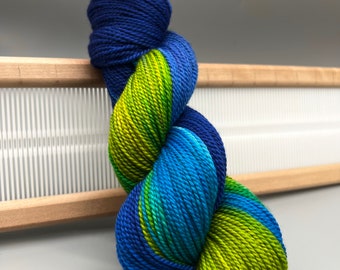 Gaia ~ hand dyed yarn - dk - 2 ply - superwash merino - wool - yarn - dk yarn - knit gift - green/blue