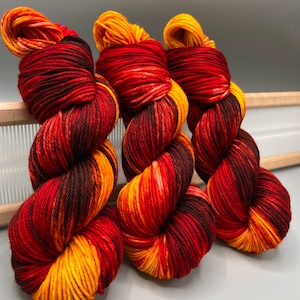 Embers ~ hand dyed yarn - lace / sock / fingering / sport / dk / worsted / aran / bulky yarn / super bulky - red yarn - superwash