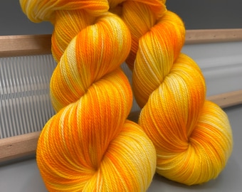 Fire on the Mountain - hand dyed yarn - lace / sock / sport / dk / worsted / aran - yellow yarn - knit gift - yellow yarn - superwash - wool