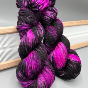 Nevermore ~ hand dyed yarn - lace / sock / fingering / sport / dk / worsted / aran / bulky yarn / super bulky - yarn - pink and black yarn