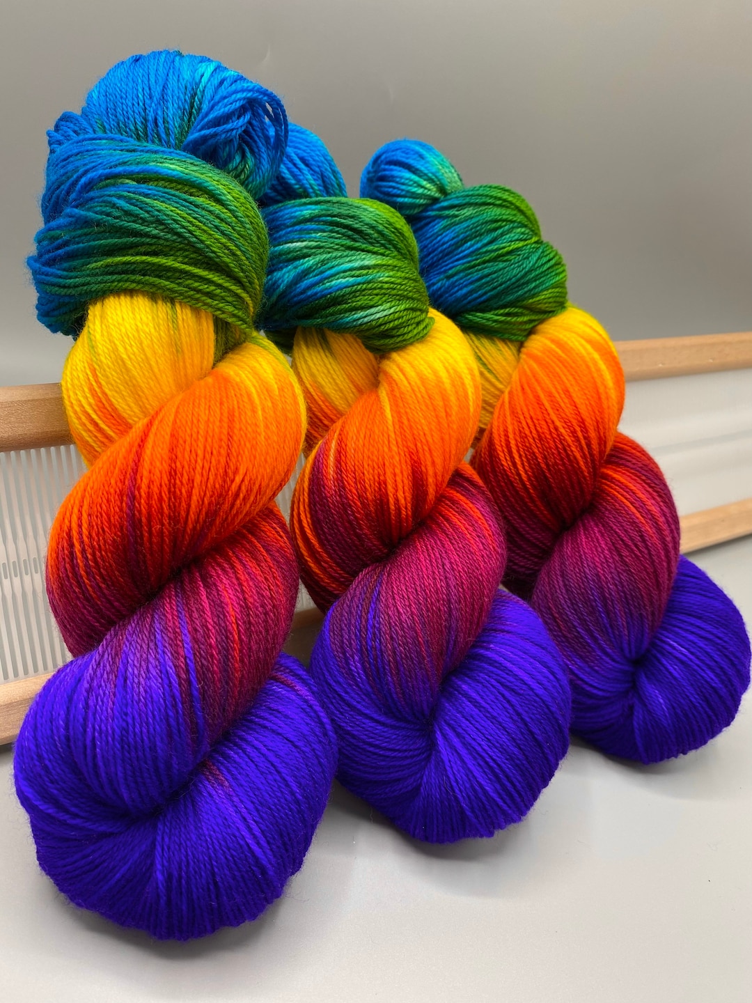 Rainbow Brite ~ hand dyed yarn  - lace / sock / fingering / sport / dk / worsted / aran / bulky yarn / super bulky - rainbow - superwash