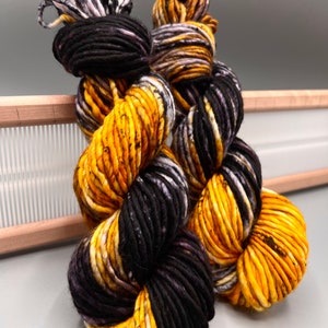 Campfire ~ hand dyed yarn - lace / sock / fingering / sport / dk / worsted / aran / bulky / super bulky - Yellow and grey yarn - speckled