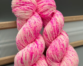 Pretty in Pink - hand dyed yarn - lace / sock / fingering / sport / dk / worsted / aran / bulky - Speckled yarn - pink and white - yarn