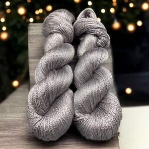 Silver Bells - hand dyed yarn - silk yarn - lace / sock / fingering / dk - gray - silk - made to order - silver - yarn