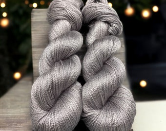 Silver Bells - hand dyed yarn - silk yarn - lace / sock / fingering / dk - gray yarn - silk - made to order - silver yarn - yarn