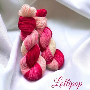 Lollipop ~ pink yarn - hand dyed yarn - lace / sock / fingering / sport / dk / worsted / aran / bulky / super bulky - yarn - knitting gift