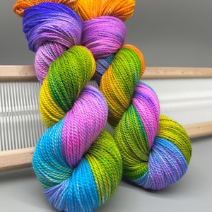 Pastel Rainbow Superwash Merino Silk Yarn: Hand-Dyed DK Weight