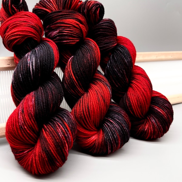 Blood Moon ~ hand dyed yarn - lace / sock / fingering / sport / dk / worsted / aran / bulky yarn / super bulky - yarn - red / gray / black