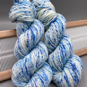 Winter Wonderland~ hand dyed yarn - lace / sock / fingering / sport / dk / worsted / aran / bulky - Speckled yarn - blue and white - yarn