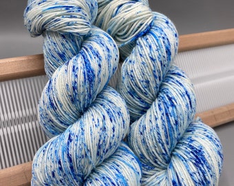 Winter Wonderland~ hand dyed yarn - lace / sock / fingering / sport / dk / worsted / aran / bulky - Speckled yarn - blue and white - yarn