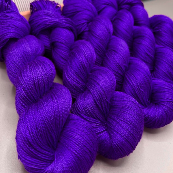 Very Violet ~ hand dyed yarn - pure mulberry silk - lace weight - purple yarn - ready to ship - yarn