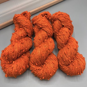 Pumpkin Spice ~ hand dyed yarn - slub yarn- sock / fingering - superwash - wool - orange yarn - knit gift - ready to ship - textured yarn