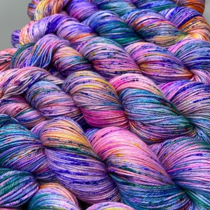 Monet washes of pastel colors speckled with spring flower colors hand dyed yarn available in any weight image 4