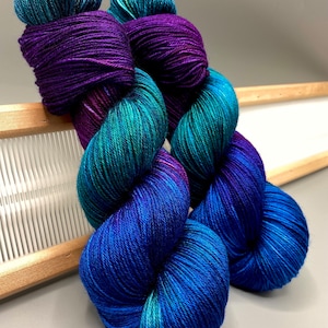 Nebula ~ hand dyed yarn - lace / sock / fingering / sport / dk / worsted / aran / bulky yarn / super bulky - blue / purple yarn - variegated