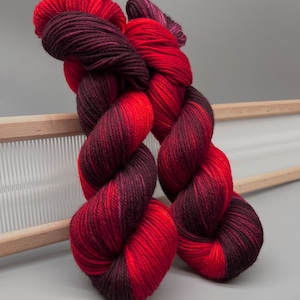 Poinsettia ~ Hand dyed yarn - lace / sock / fingering / sport / dk / worsted / aran / bulky yarn / super bulky - yarn - knit gift - red yarn
