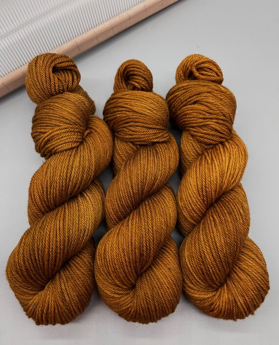 Russet Hand Dyed Yarn Brown Yarn Aran Superwash Merino Wool Knit