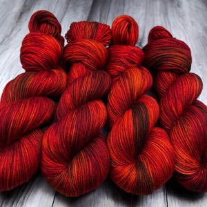 Rosewood ~ Hand dyed yarn - lace / sock / fingering / sport / dk / worsted / aran / bulky yarn - red / orange / brown - yarn - knit gift