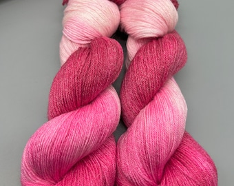 Lollipop ~ hand dyed yarn -  ready to ship - sock / sport - yarn -  recycled wool / tencel - knit gift  - pink