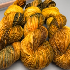 Golden Harvest ~ Rich Green and brown yarn - hand dyed yarn - lace / sock / sport / dk / worsted / aran / bulky / super bulky - variegated