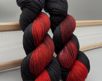 Gothic Beauty ~ hand dyed yarn - lace / sock / fingering / sport / dk / worsted / aran / bulky yarn / super bulky - yarn - red / black