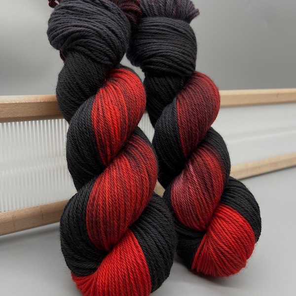 Gothic Beauty ~ hand dyed yarn - lace / sock / fingering / sport / dk / worsted / aran / bulky yarn / super bulky - yarn - red / black