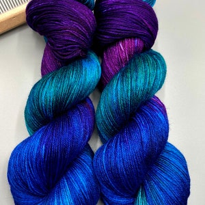 Nebula hand dyed yarn lace / sock / fingering / sport / dk / worsted / aran / bulky yarn / super bulky blue / purple yarn variegated image 7