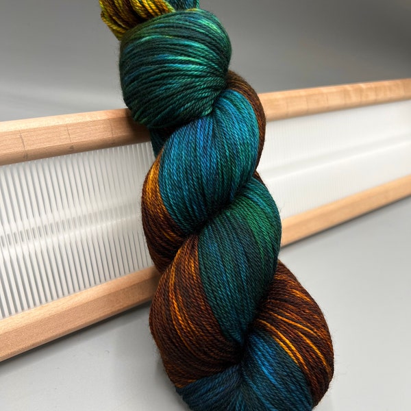 Shoreline ~ hand dyed yarn - sock - superwash - wool - blue / brown yarn - knit gift - ready to ship