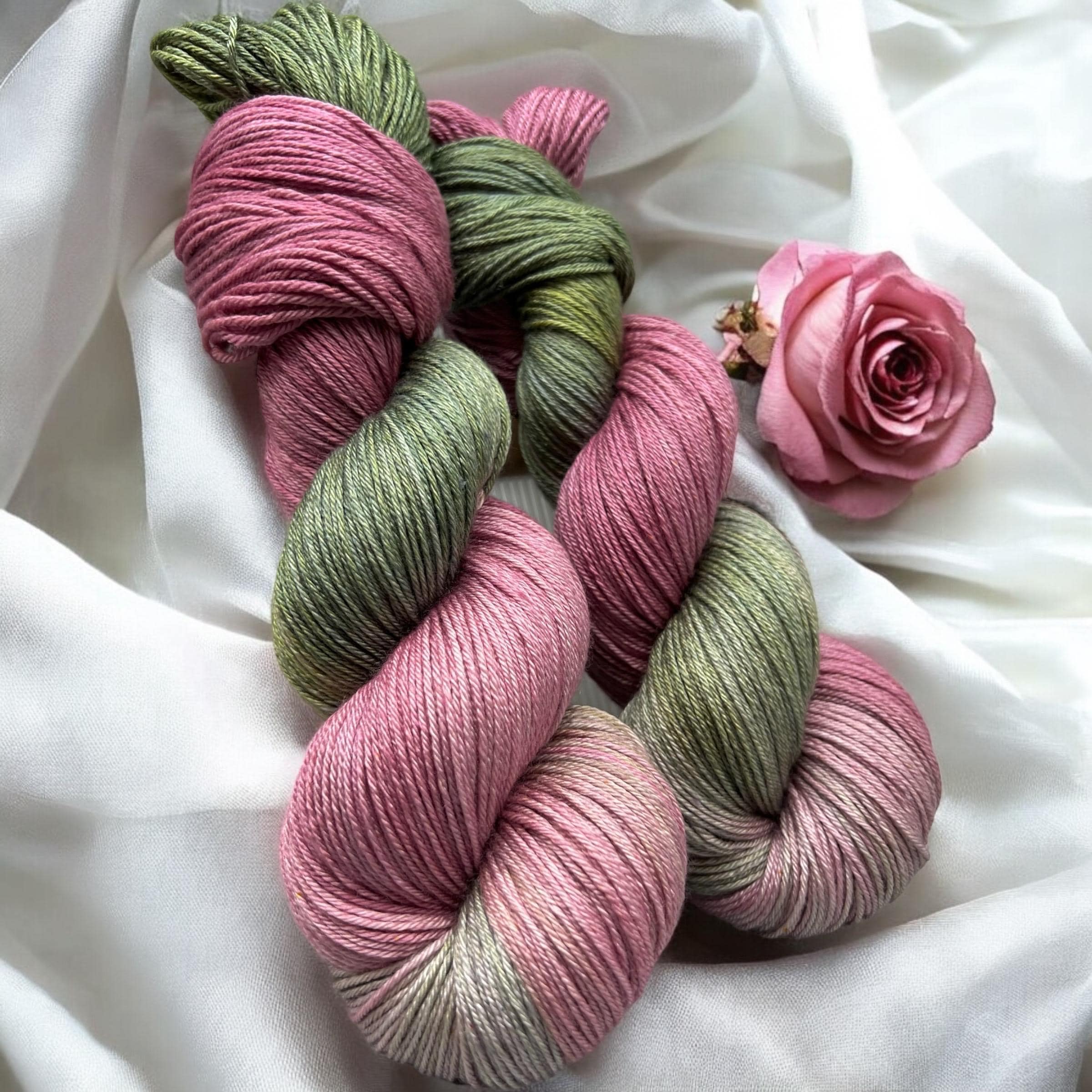 Antique Garden ~ hand dyed yarn - lace / sock / fingering / sport / dk / worsted / aran / bulky - mauve / sage - pink / green - yarn - gift