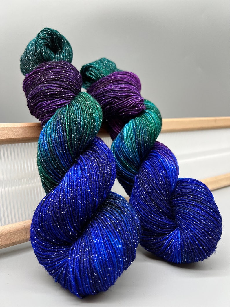 Nebula hand dyed yarn lace / sock / fingering / sport / dk / worsted / aran / bulky yarn / super bulky blue / purple yarn variegated image 10